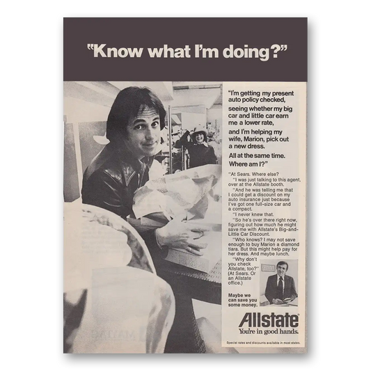 1973 Allstate Insurance Know What Im Doing Auto Policy Checked Vintage Magazine Print Ad