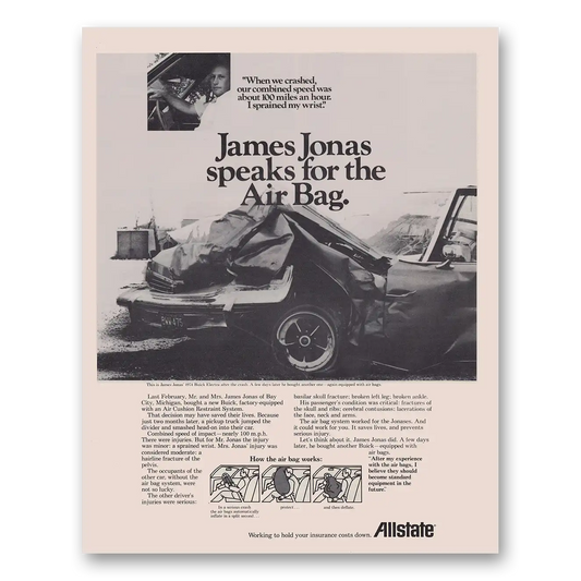 1973 Allstate Insurance James Jonas Speaks for the Air Bag Vintage Magazine Print Ad