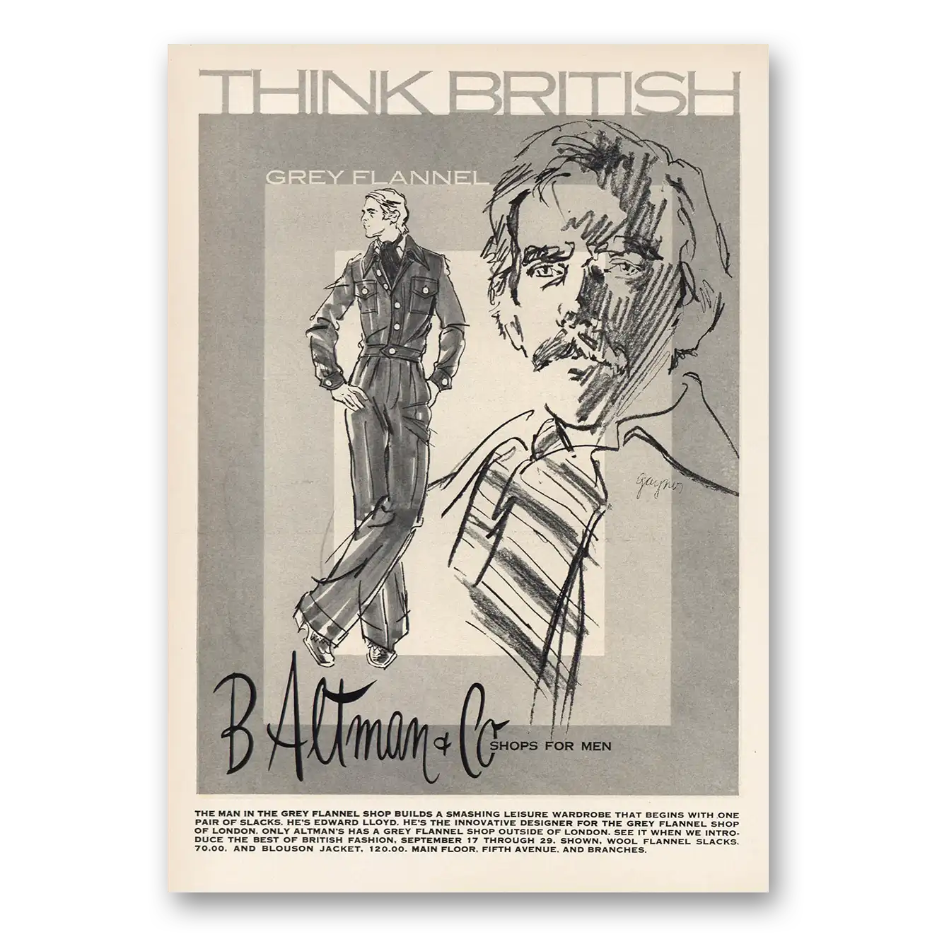 1973 B Altman Think British Vintage Magazine Print Ad