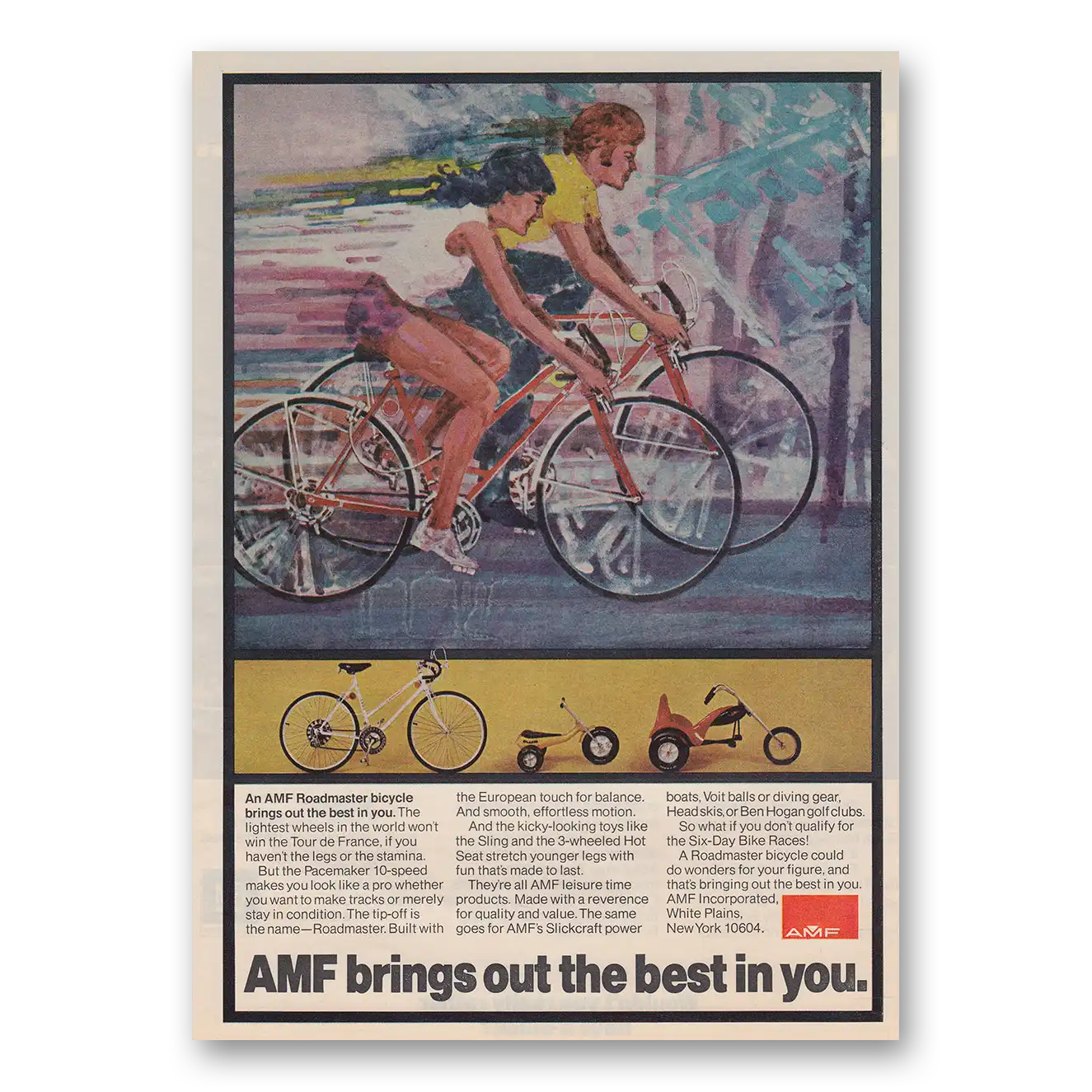 1973 Roadmaster Bicycles Lightest Wheels Vintage Magazine Print Ad