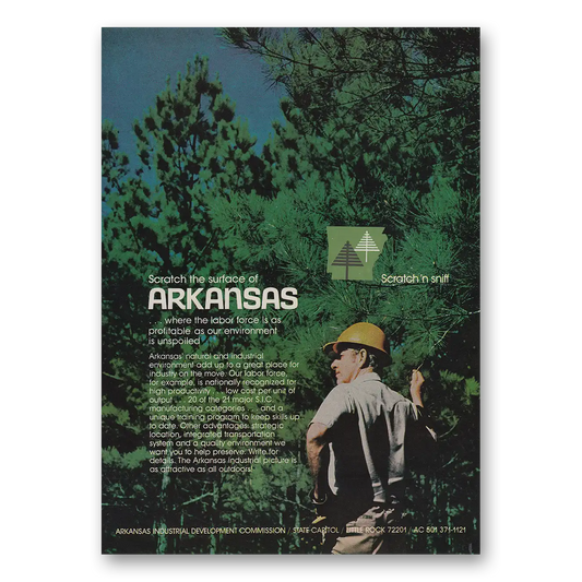 1973 Arkansas Scratch the Surface Scratch n Sniff Vintage Magazine Print Ad