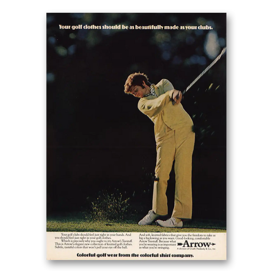 1973 Arrow Golf Clothes Beautifully Made As Dubs Vintage Magazine Print Ad