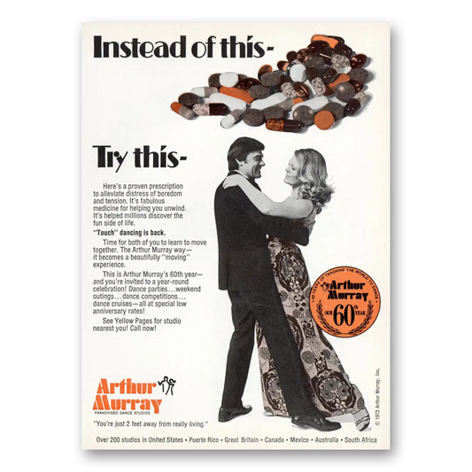 1973 Arthur Miller Dance Studios Instead of This Try This Vintage Magazine Print Ad