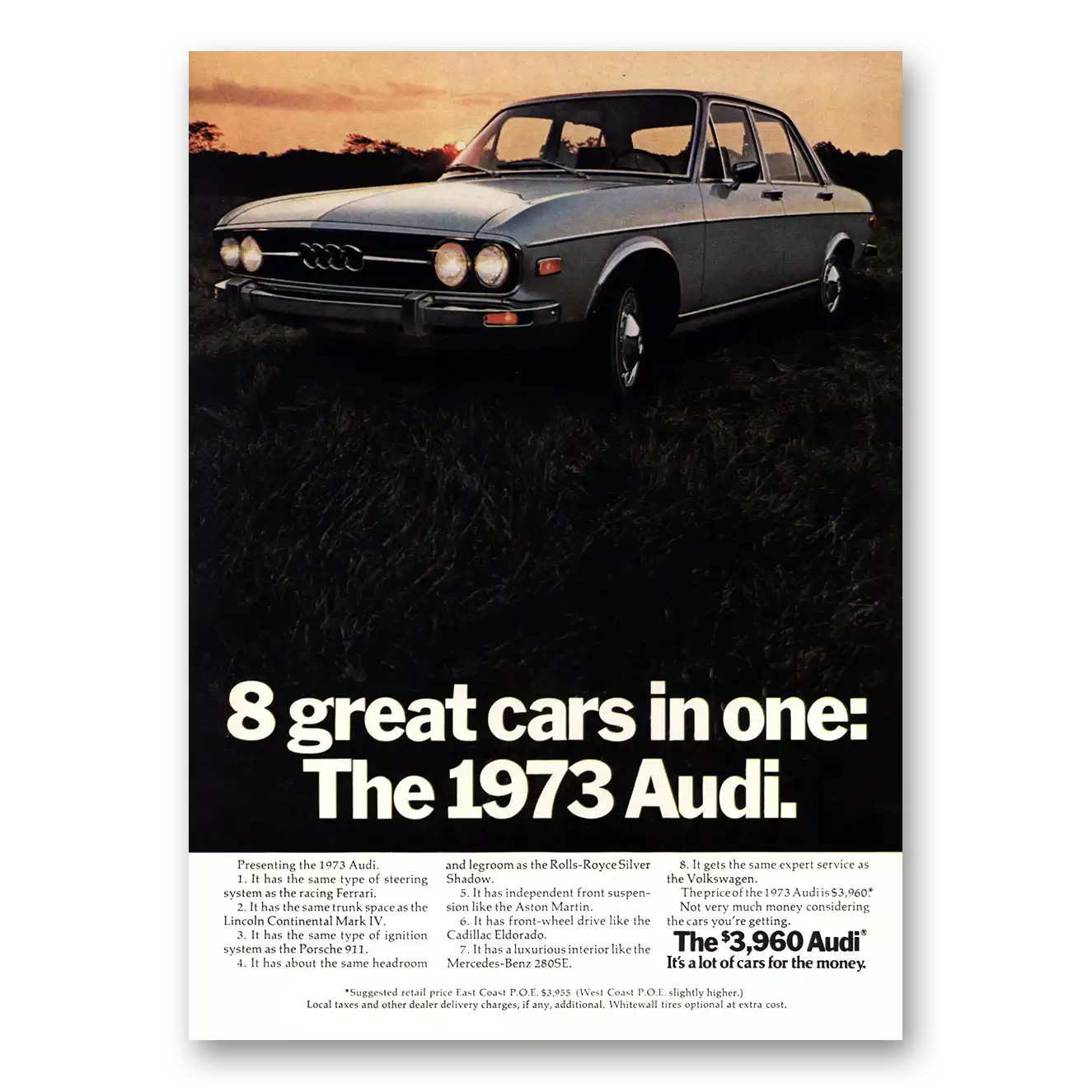 1972 Audi 8 Great Cars In One Vintage Magazine Print Ad