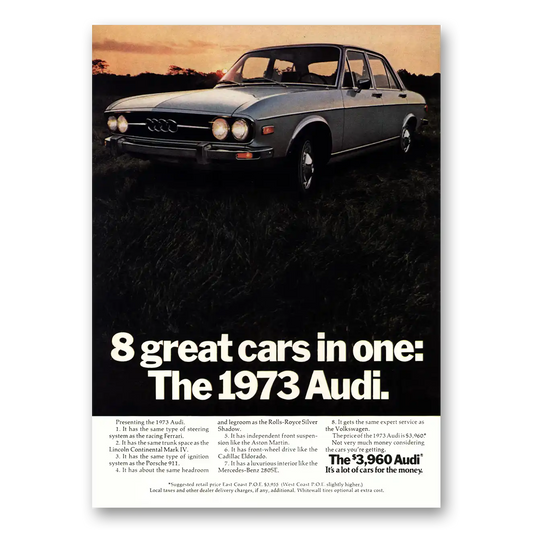 1972 Audi 8 Great Cars In One Vintage Magazine Print Ad