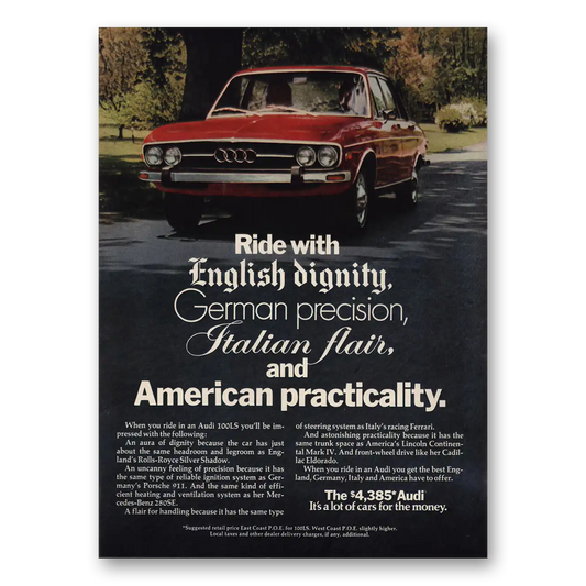 1973 Audi Ride With English Dignity German Precision Vintage Magazine Print Ad