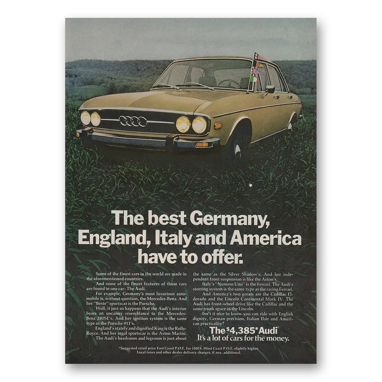 1973 Audi Best Germany England Italy and America Vintage Magazine Print Ad