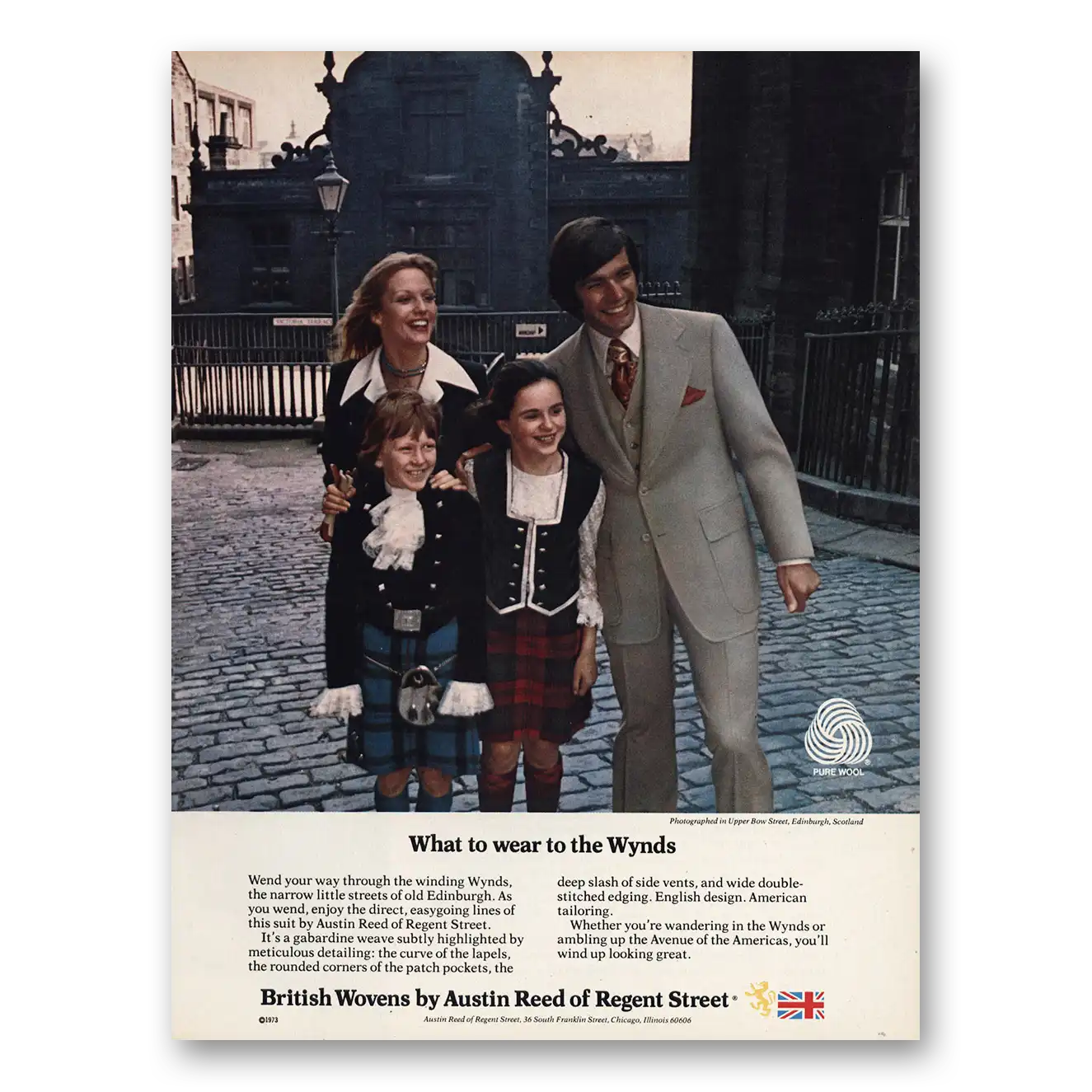 1973 Austin Reed of Regent Street What to Wear to the Wynds Vintage Magazine Print Ad