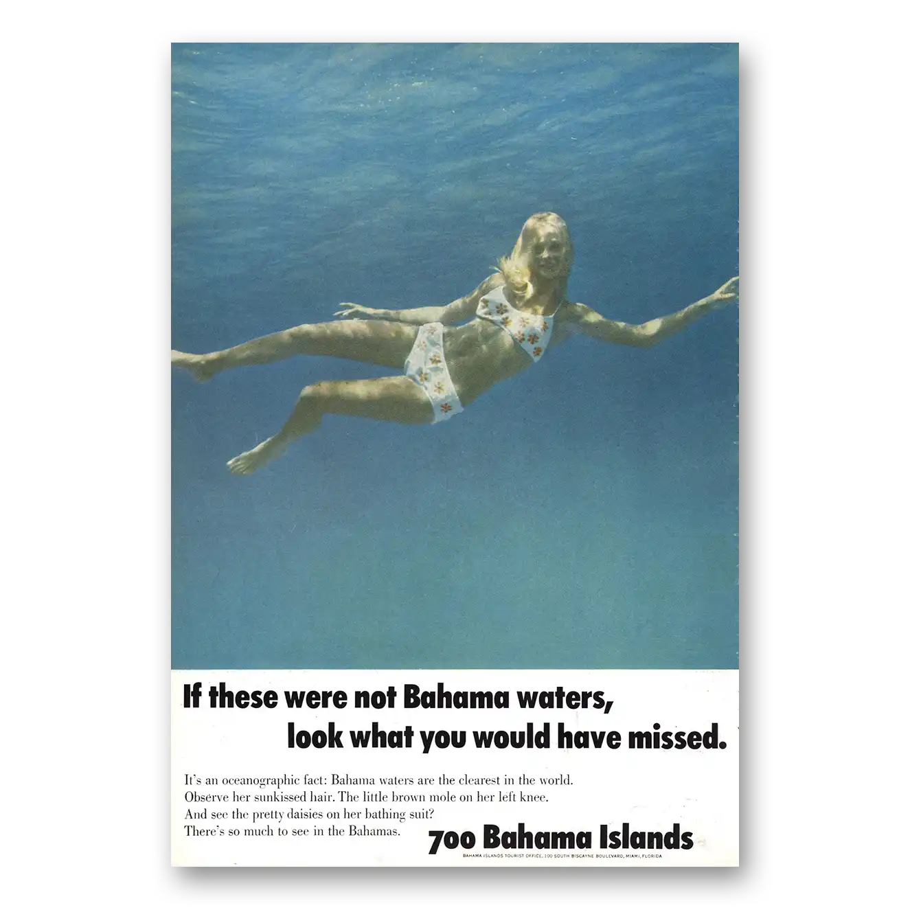 1973 Bahamas If These Were Not Bahama Waters Vintage Magazine Print Ad