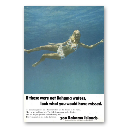 1973 Bahamas If These Were Not Bahama Waters Vintage Magazine Print Ad