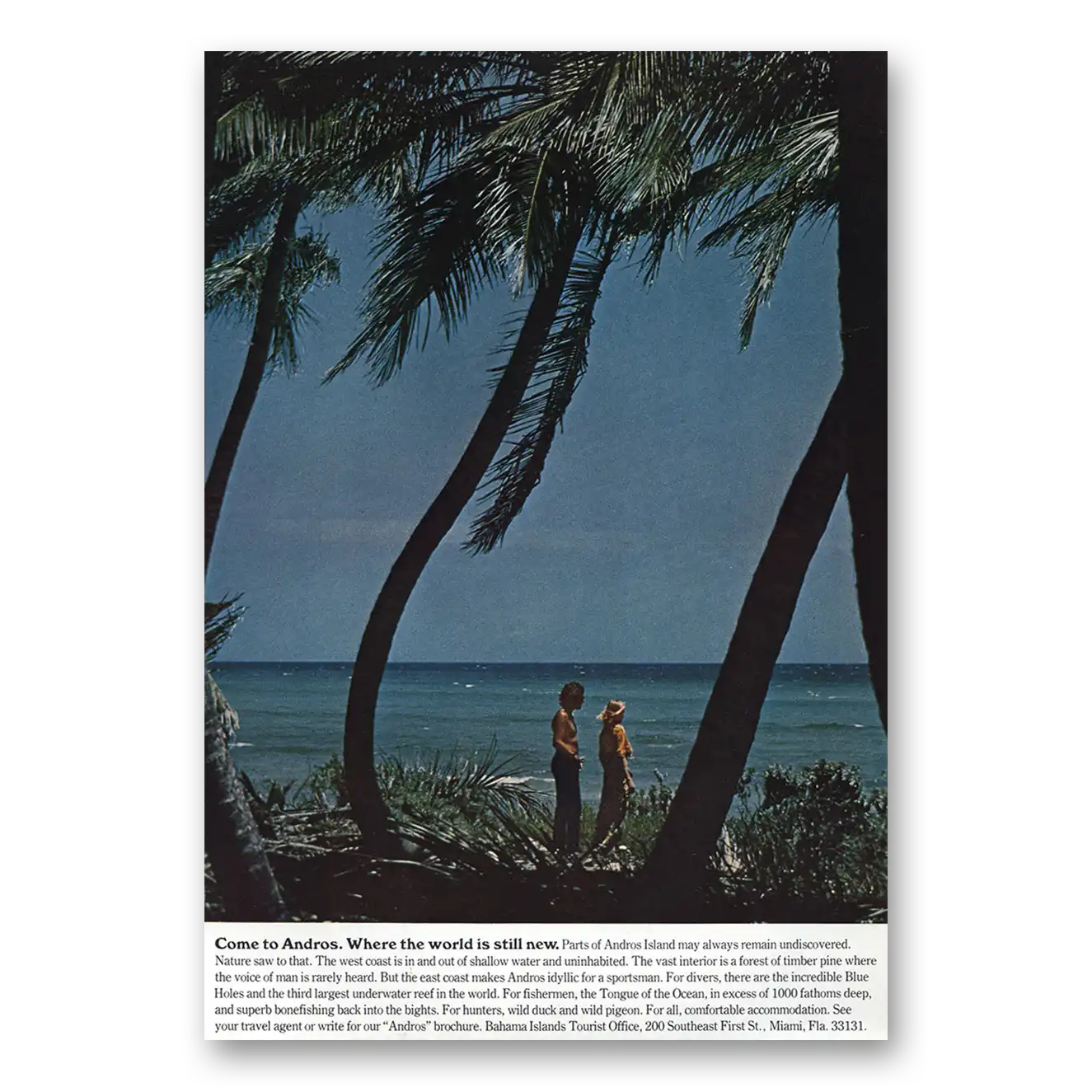 1973 Andros Bahamas Come to Andros Where the World Is Still New Vintage Magazine Print Ad