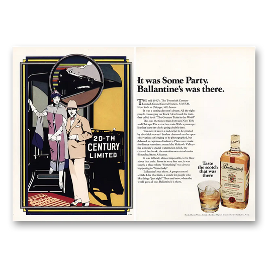 1973 Ballantines Ale 20th Century Limited Vintage Magazine Print Ad