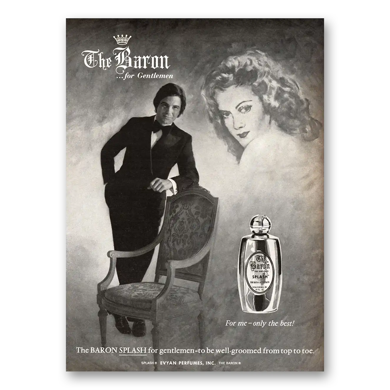 1973 Evyan Perfumes Baron Splash Gentlemen To Be Well Groomed Vintage Magazine Print Ad