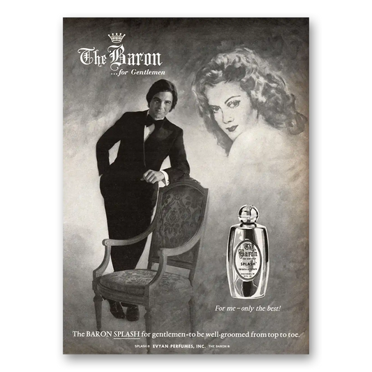 1973 Evyan Perfumes Baron Splash Gentlemen To Be Well Groomed Vintage Magazine Print Ad