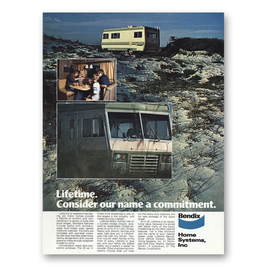 1973 Bendix Home Systems Lifetime Recreational Vehicle Consider Our Name Vintage Magazine Print Ad