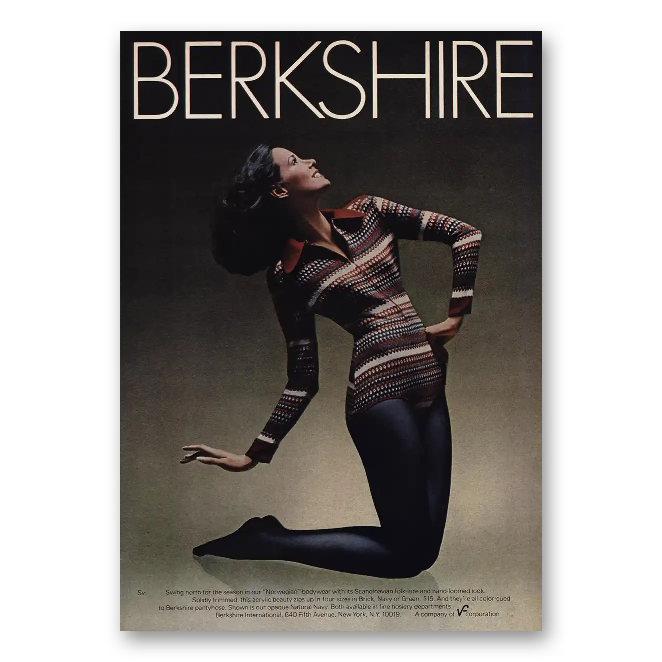 1973 Berkshire Stockings Norwegian Bodywear Swing North Vintage Magazine Print Ad