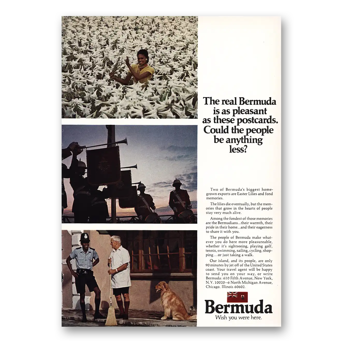 1973 Bermuda Pleasant As These Postcards Vintage Magazine Print Ad