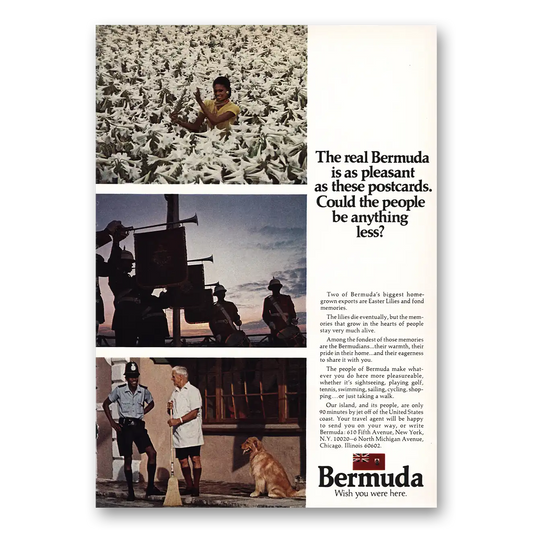 1973 Bermuda Pleasant As These Postcards Vintage Magazine Print Ad