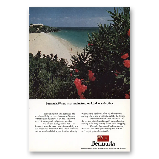 1973 Bermuda Man Nature Kind To Each Other Vintage Magazine Print Ad