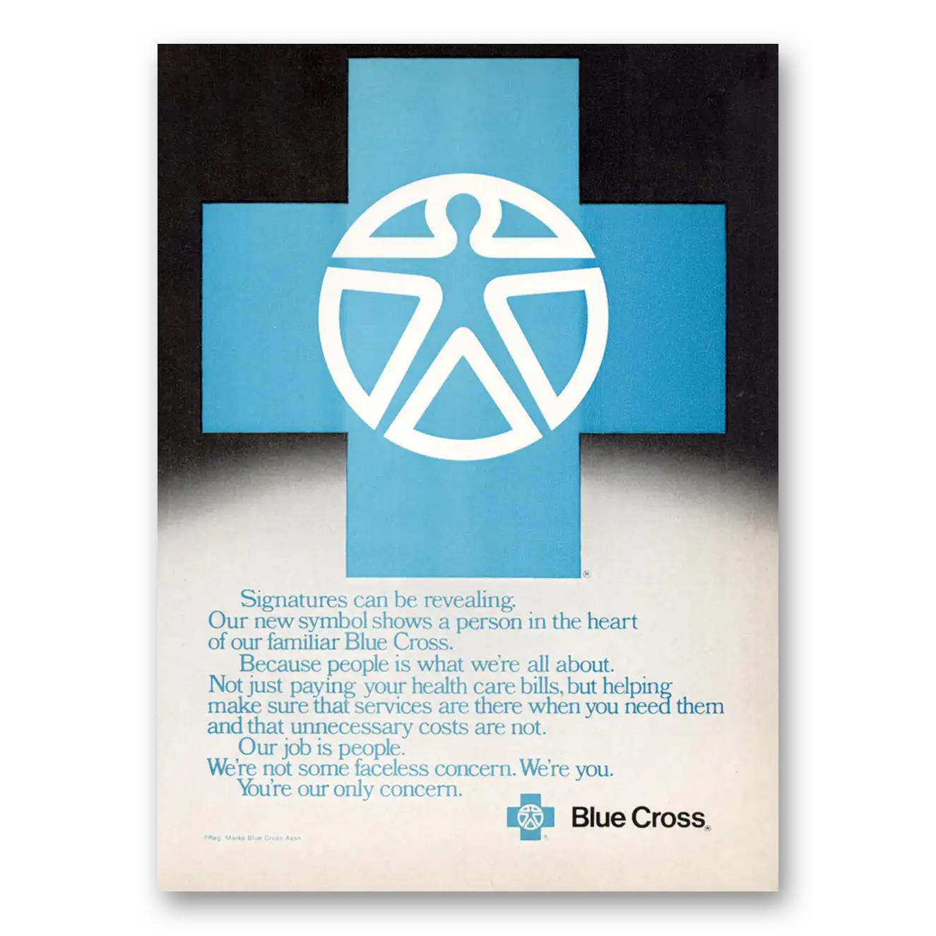 1973 Blue Cross Insurance Signatures Can Be Revealing Vintage Magazine Print Ad