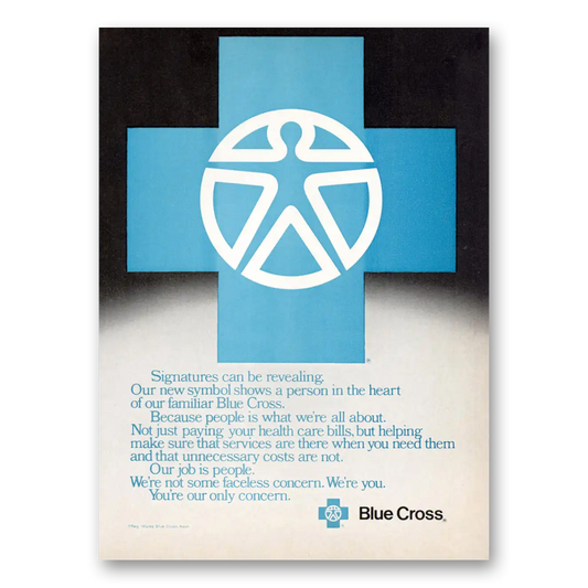 1973 Blue Cross Insurance Signatures Can Be Revealing Vintage Magazine Print Ad