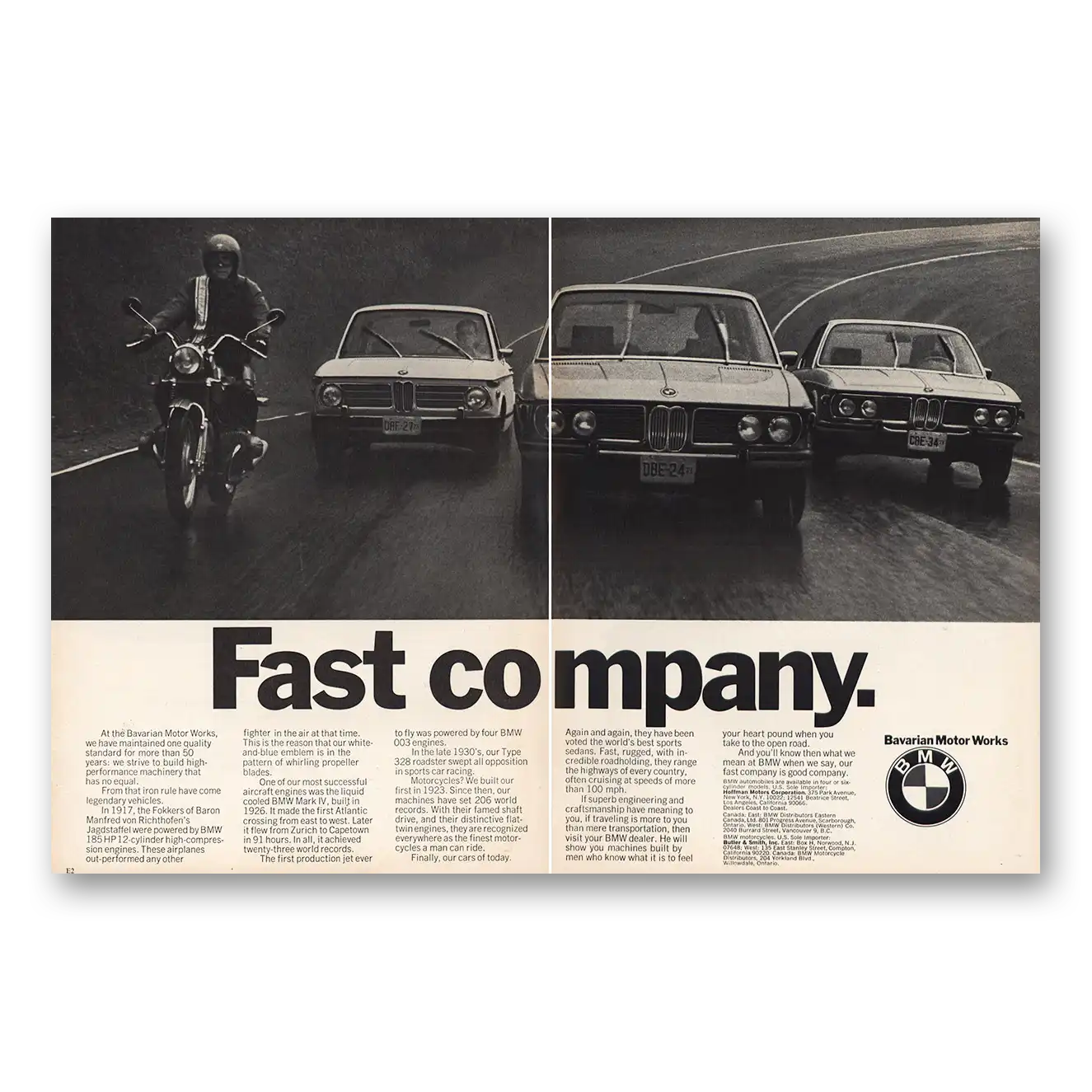 1973 BMW Fast Company Vintage Magazine Print Ad