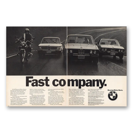 1973 BMW Fast Company Vintage Magazine Print Ad