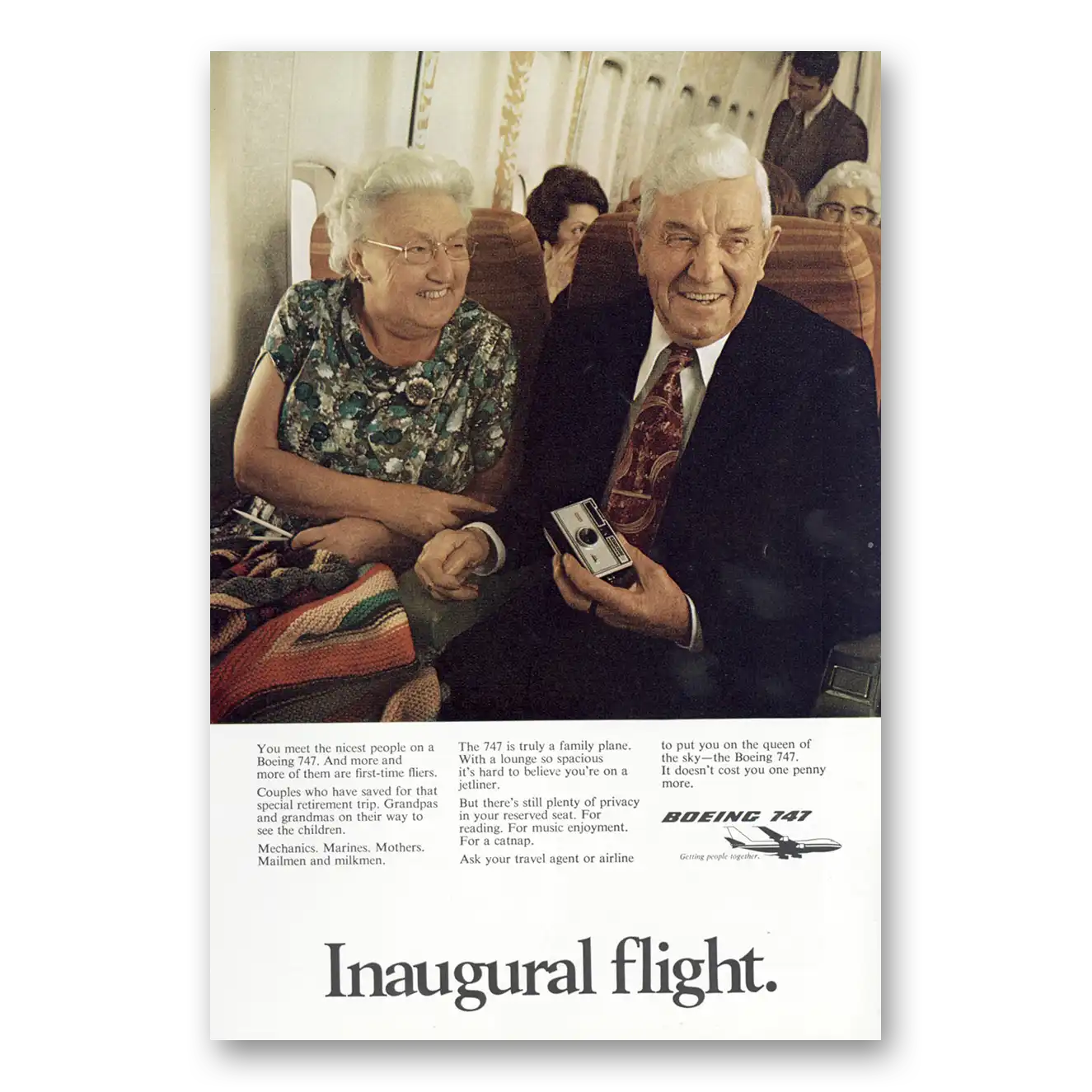 1973 Boeing 747 Inaugural Flight Vintage Magazine Print Ad