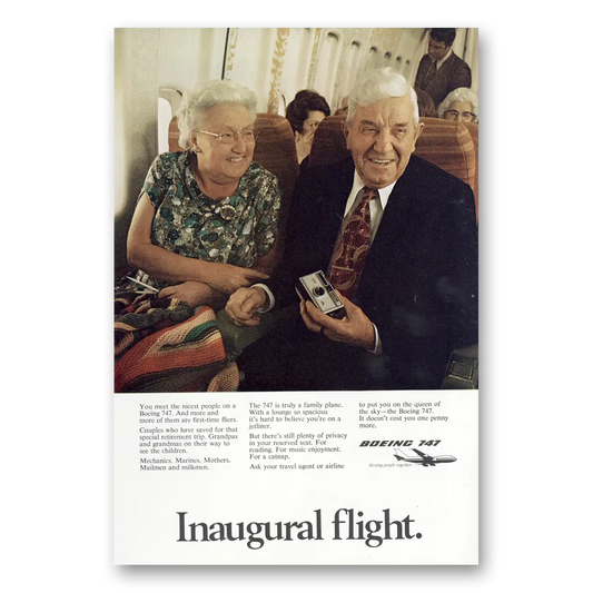 1973 Boeing 747 Inaugural Flight Vintage Magazine Print Ad