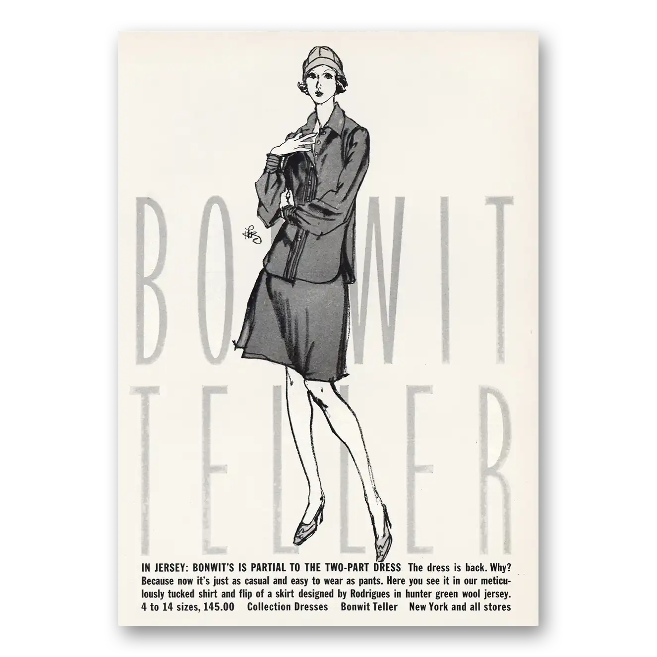 1973 Bonwit Teller Partial To Two Part Dress Vintage Magazine Print Ad