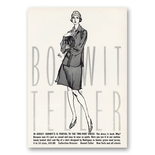 1973 Bonwit Teller Partial To Two Part Dress Vintage Magazine Print Ad