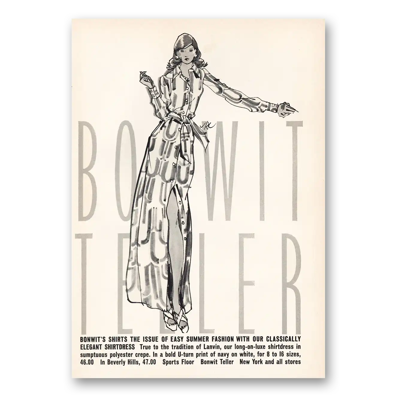 1973 Bonwit Teller Shirts the Issue Vintage Magazine Print Ad