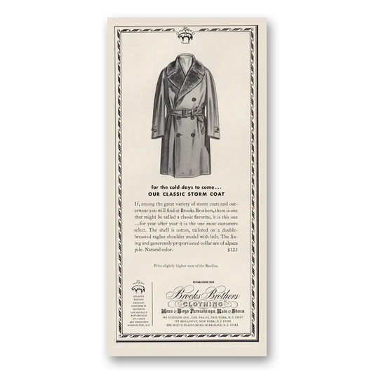 1973 Brooks Brothers Our Classic Storm Coat Vintage Magazine Print Ad