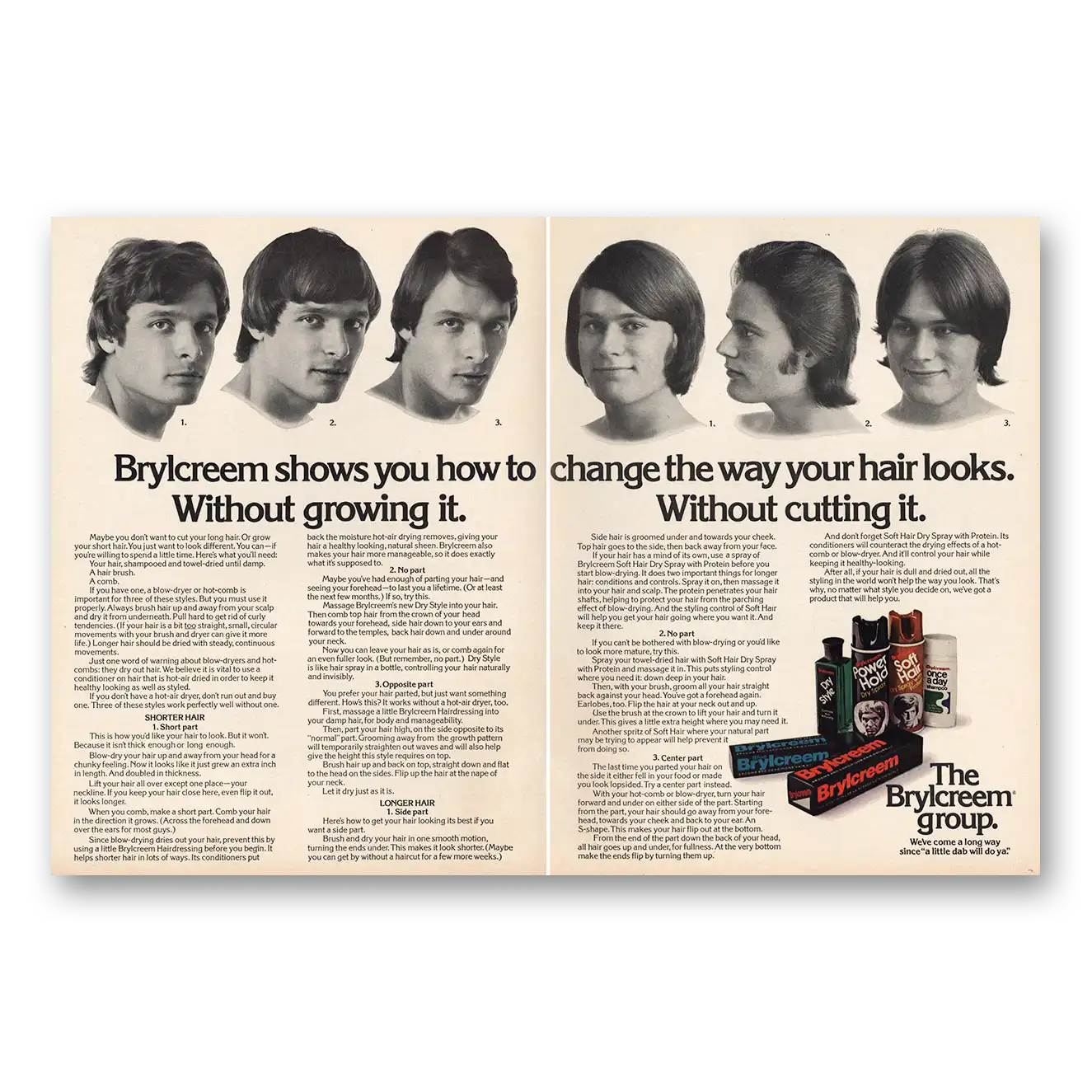 1973 Brylcreem Change the Way Your Hair Looks Vintage Magazine Print Ad