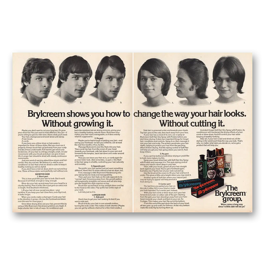 1973 Brylcreem Change the Way Your Hair Looks Vintage Magazine Print Ad