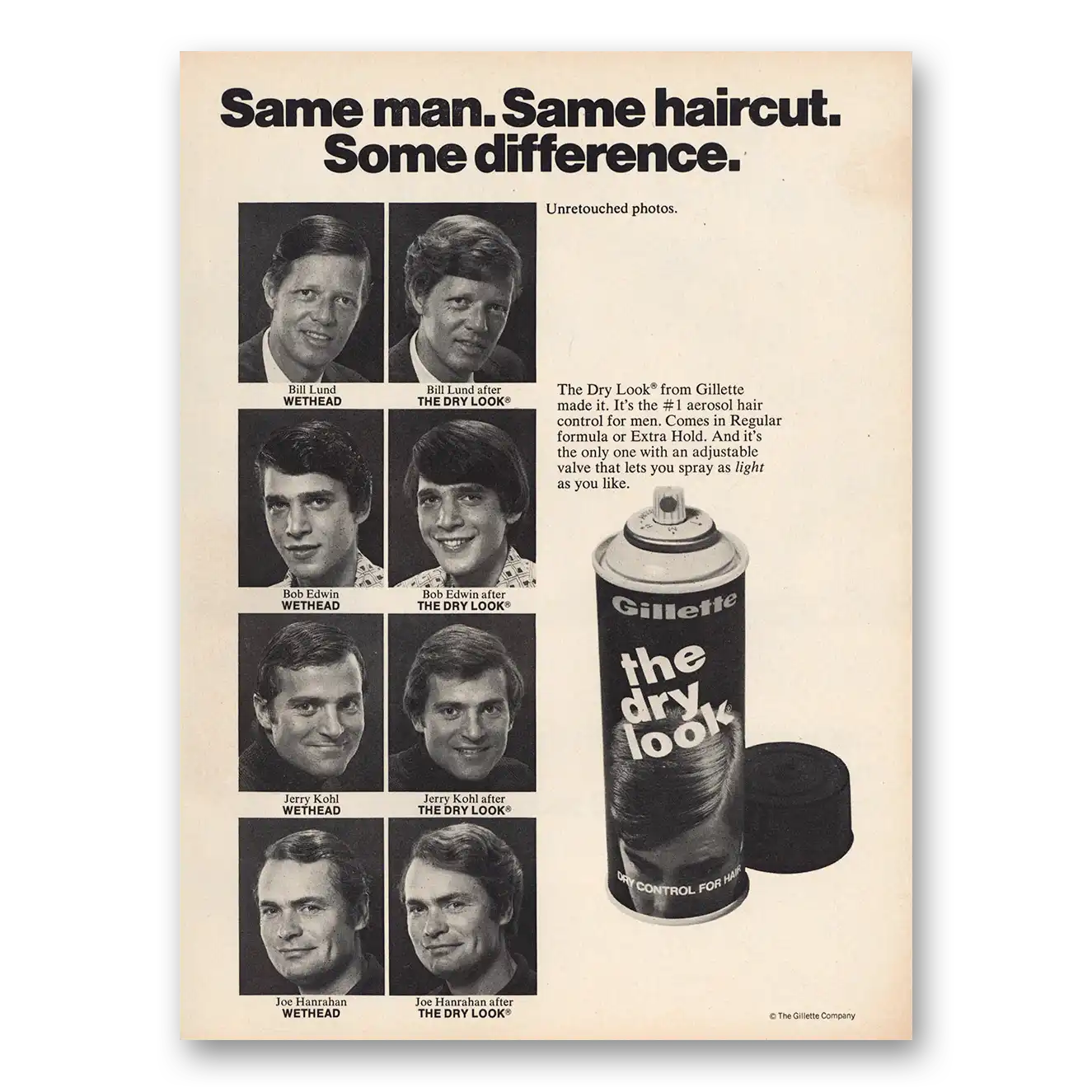 1973 Brylcreem Same Man Same Haircut Vintage Magazine Print Ad