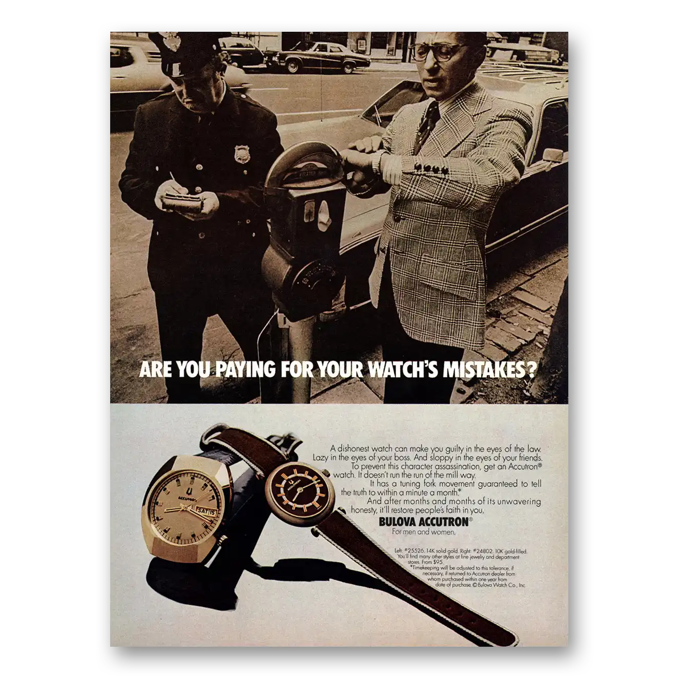 1973 Accutron Watch Paying for Your Watchs Mistake Vintage Magazine Print Ad