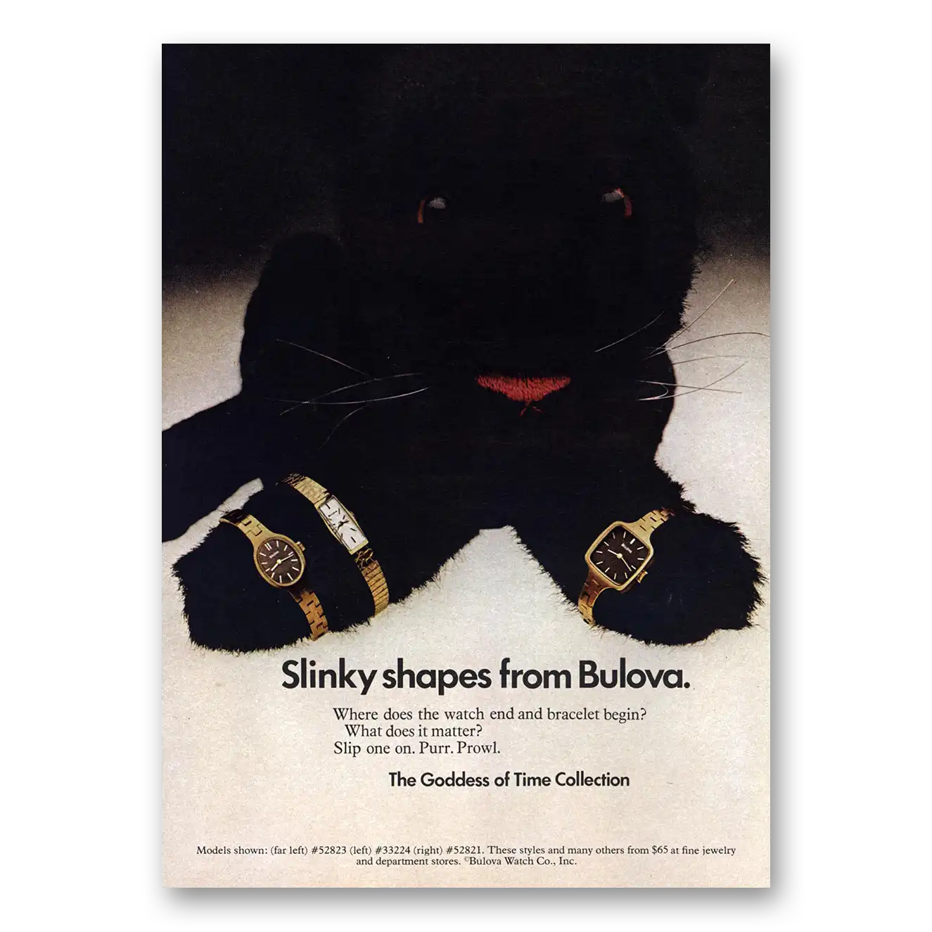 1973 Bulova Watch Slinky Slopes Goddess of Time Vintage Magazine Print Ad