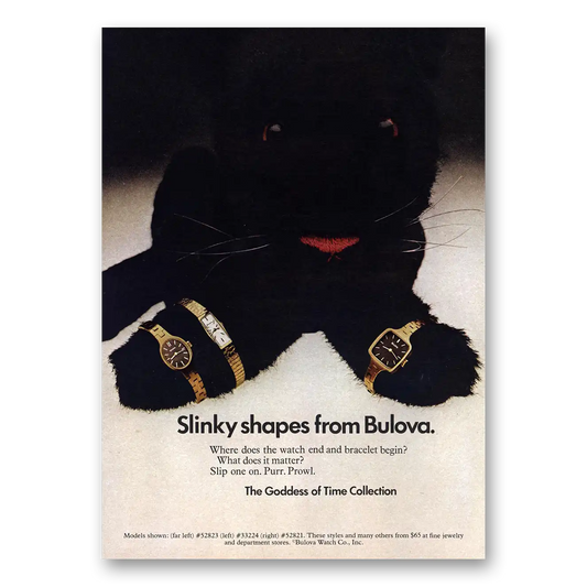 1973 Bulova Watch Slinky Slopes Goddess of Time Vintage Magazine Print Ad