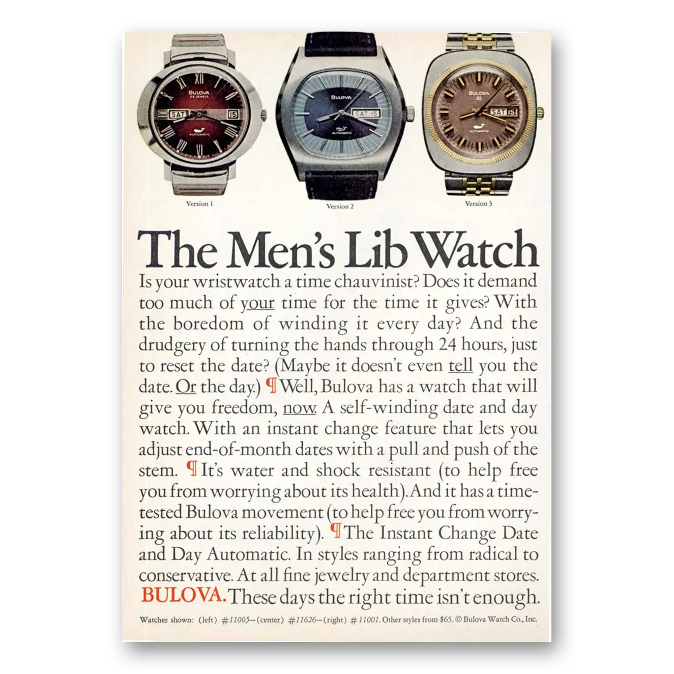 1973 Bulova Watch Mens Lib Watch Vintage Magazine Print Ad