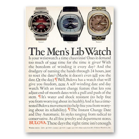 1973 Bulova Watch Mens Lib Watch Vintage Magazine Print Ad