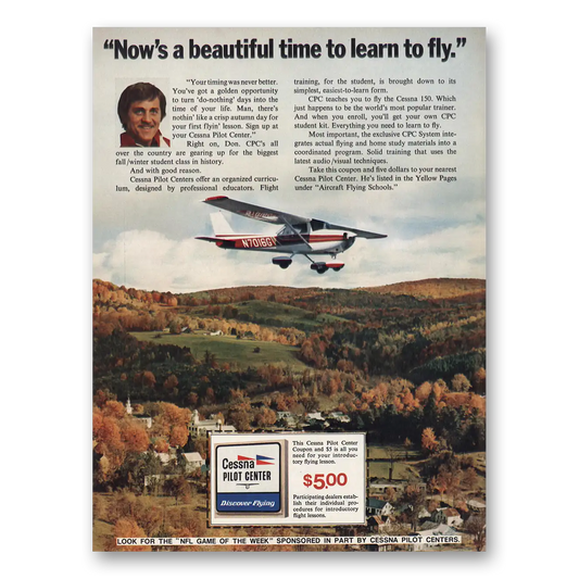 1973 Cessna Pilot Center Beautiful Time Learn To Fly Vintage Magazine Print Ad