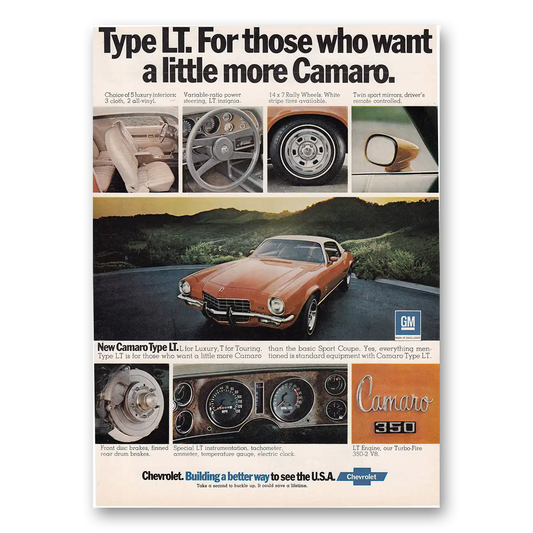 1973 Chevrolet Camaro Those Who Want a Little More Vintage Magazine Print Ad