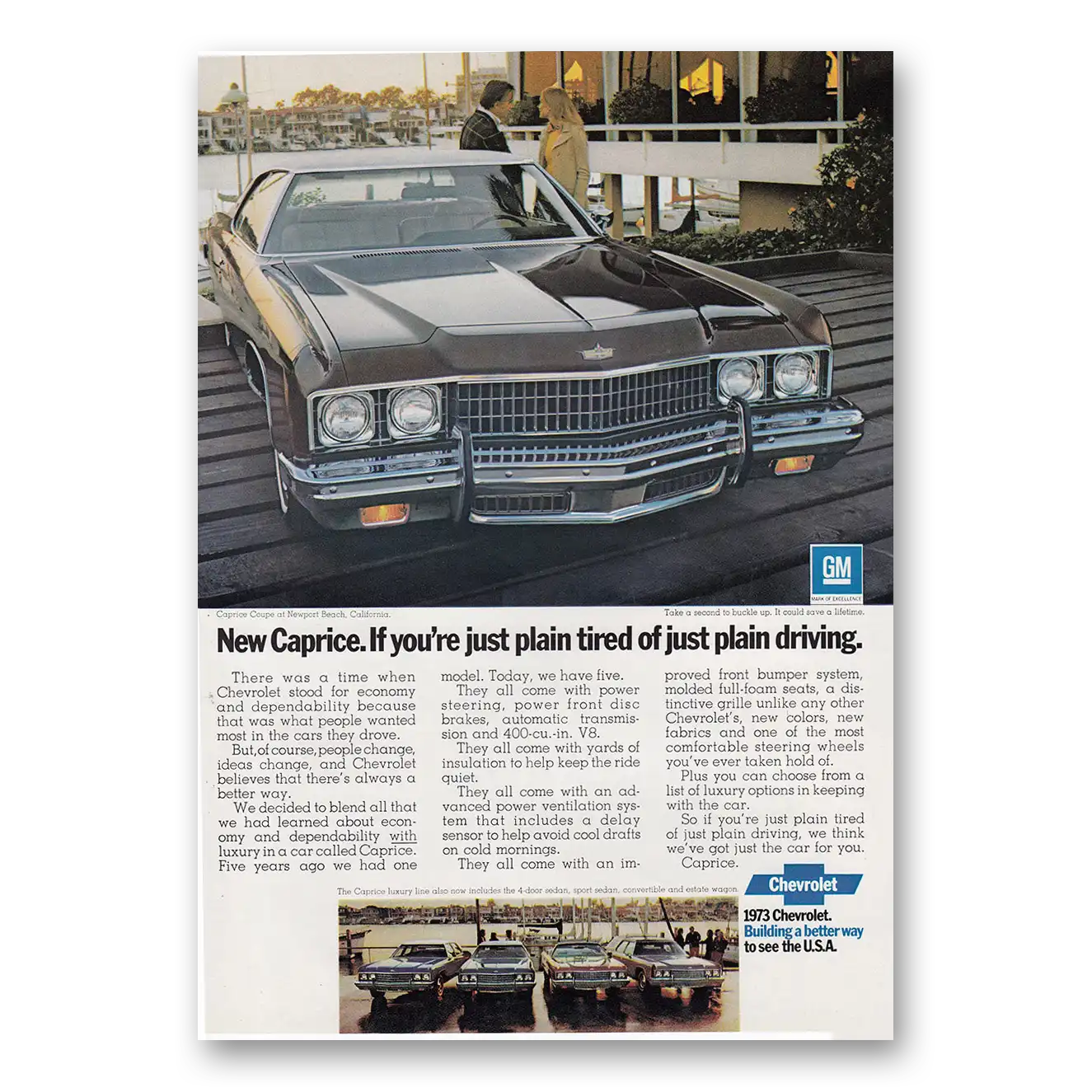 1973 Chevrolet Caprice Just Plain Tired of Just Plain Driving Vintage Magazine Print Ad