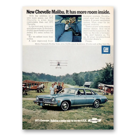 1973 Chevrolet Chevelle Malibu Has More Room Inside Vintage Magazine Print Ad