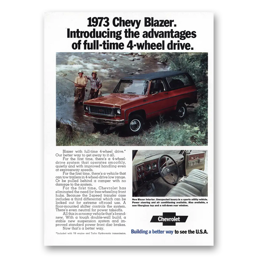 1972 Chevrolet Blazer Advantages of Full Time 4 Wheel Drive Vintage Magazine Print Ad