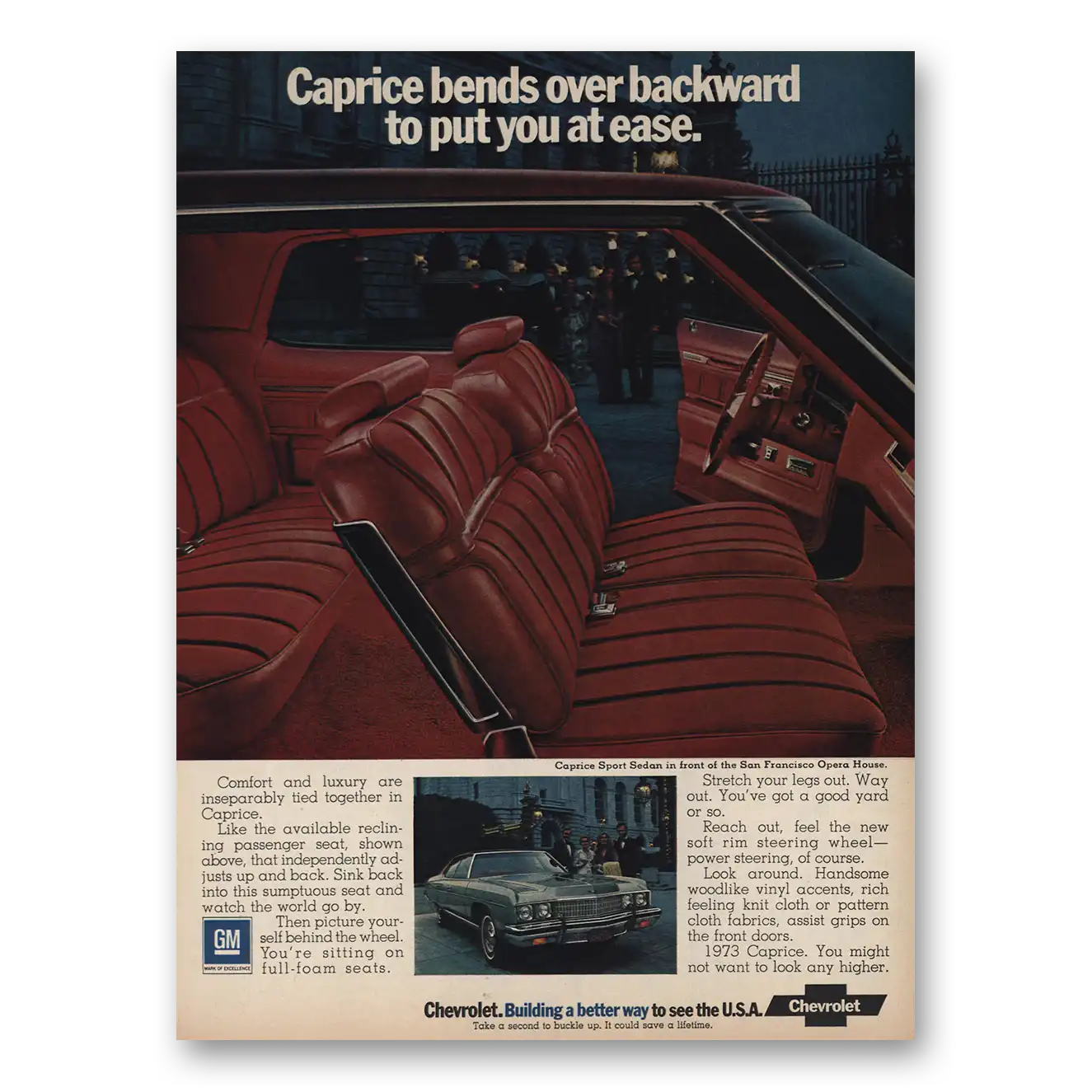 1973 Chevrolet Caprice San Francisco Opera House Vintage Magazine Print Ad