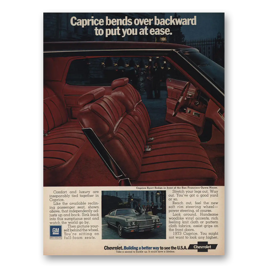 1973 Chevrolet Caprice San Francisco Opera House Vintage Magazine Print Ad