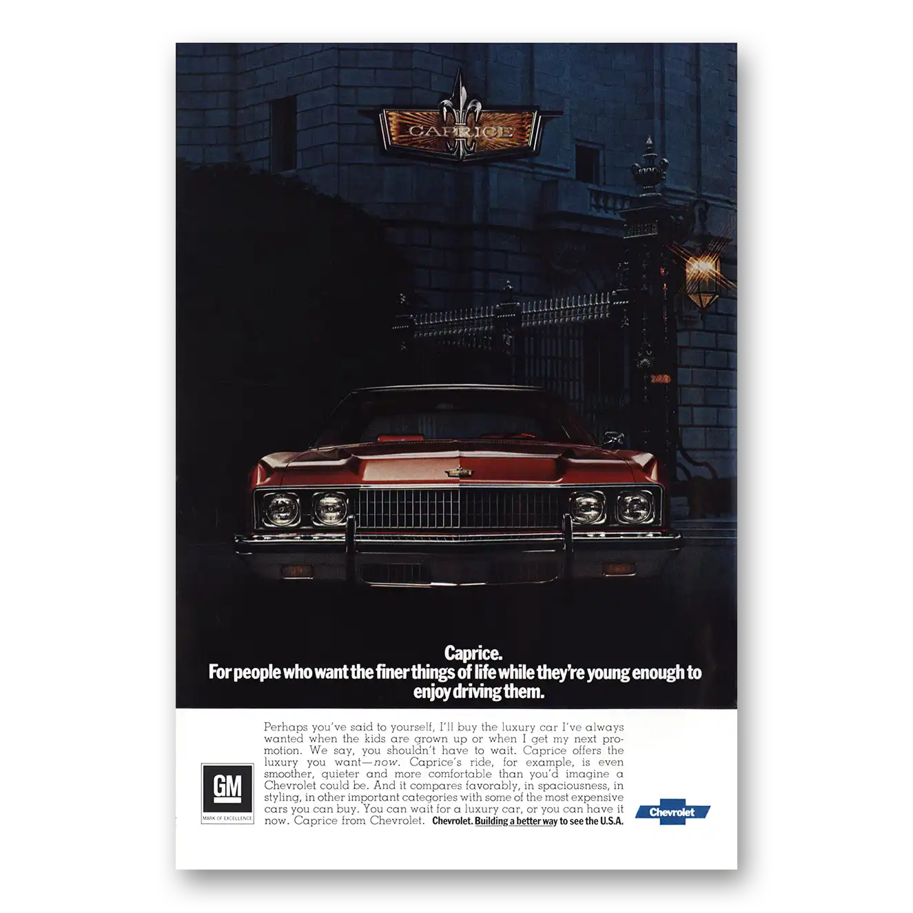 1973 Chevrolet Caprice For People Who Want Finer Things Vintage Magazine Print Ad