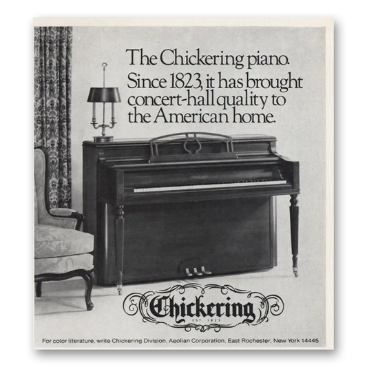 1973 Chickering Piano Concert Hall Quality Vintage Magazine Print Ad